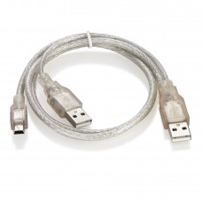 Кабель USB - miniUSB Y-кабель HDD с доп питанием, прозрачный, экранированный