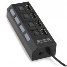 Хаб USB 4 порт, выключатели, индикация, разъем питания