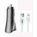Зарядное автомобильное азу usb 2x Moxom KC-12 3.4A + кабель для Apple lightning черный