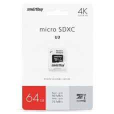 MicroSd 64Gb SmartBuy class10 SDXC U3 Professional SB64GBSDCL10U3-01