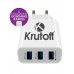 Зарядное сетевое сзу usb 3x Krutoff CH-19 + кабель для Apple lightning