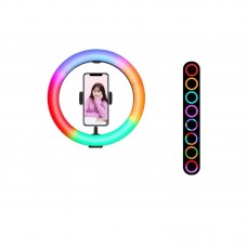 Селфи лампа кольцевая WH34 RGB, с пультом, без штатива
