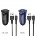Зарядное автомобильное быстрое азу usb 2x Hoco Z39 3.4A QC3.0 + кабель для Apple lightning черный
