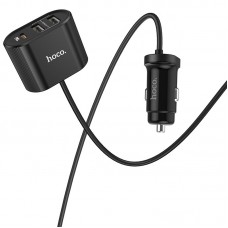 Зарядное автомобильное быстрое АЗУ usb 3x+Type-C PD Hoco Z35 с удлинителем черный
