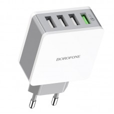 Зарядное сетевое сзу USB 4x Borofone BA43A быстрое QC 3.0 бел