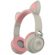 Наушники bluetooth Cat Ear ZW-028 с ушками LED бело-розовые