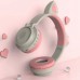 Наушники bluetooth Cat Ear ZW-028 с ушками LED бело-розовые