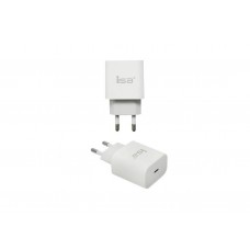 Зарядное сетевое сзу USB ISA HS9 быстрое Type-C PD 3.0 белый