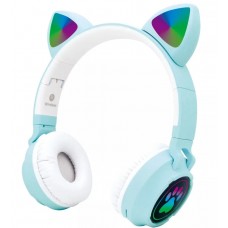 Наушники bluetooth Cat Ear VZV-23M с ушками LED голубые