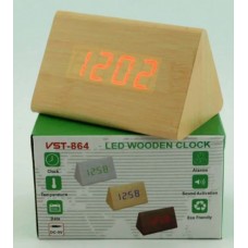 Часы LED с термометром VST-864, дерево желт, красные цифры