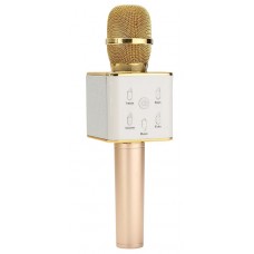 Колонка микрофон Bluetooth Mp3 караоке V7 золотой