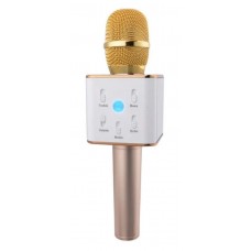 Колонка микрофон Bluetooth Mp3 караоке V7 розовое золото