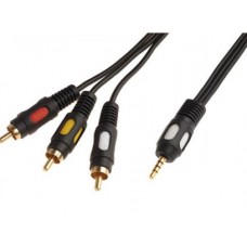Кабель Aux 3.5 штекер - 3RCA 1,5m Alencom 62-003 Gold
