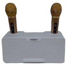 Колонка Bluetooth SDRD MP3 караоке 2 микрофона SD-302 белая