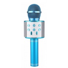 Колонка микрофон Bluetooth Mp3 караоке WS-858 голубой