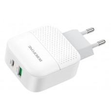 Зарядное сетевое сзу USB Borofone BA46A быстрое QC 3.0 +PD белый