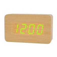 Часы LED с термометром VST-863, дерево желт, зеленые цифры