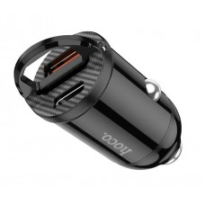 Зарядное автомобильное быстрое АЗУ usb Hoco NZ2 30W + Type-C PD гнездо черный