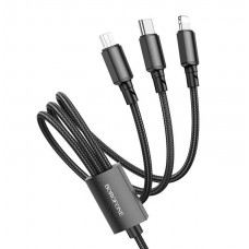 Кабель USB Type-C / Lightning /Micro 3в1 Borofone BX72 черный