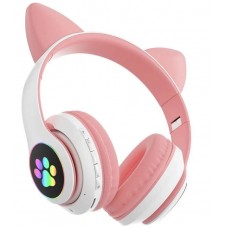 Наушники bluetooth Cat P33M с ушками LED розовый