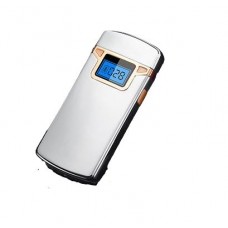 Зажигалка Usb плазменная 2 дуги 21-14 LCD дисплей счетчик металл серебро