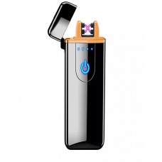 Зажигалка Usb плазменная 2 дуги 18-03 узкая металл черная