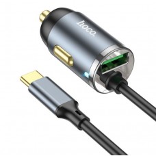 Зарядное автомобильное быстрое азу usb Hoco NZ7 QC3.0 + PD 20W кабель Type-C черный