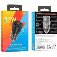 Зарядное автомобильное АЗУ Borofone BZ20 83W быстрое QC 3.0 + Type-C PD, черный