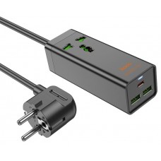 Фильтр сетевой 1 розетка 2xUSB 1xPD Hoco AC9A 1.5m черный