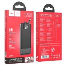 Power bank Hoco J114 10000mah с кабелями, черный