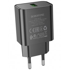 Зарядное сетевое сзу USB Borofone BA72A быстрое QC 3.0 черный