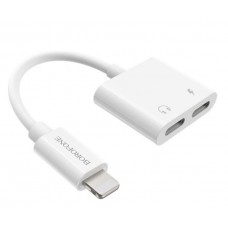 Переходник для Apple lightning - Dual Lightning Borofone BV11 (зарядка+музыка) белый