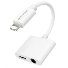 Переходник для Apple lightning - 3.5 гнездо aux+питание Borofone Bv12 белый