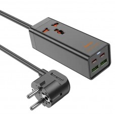 Фильтр сетевой 1 розетка 2xUSB 2xPD Hoco AC10A 1.5m черный