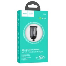 Зарядное автомобильное азу usb Hoco Z43 QC 3.0 18w быстрое, серый