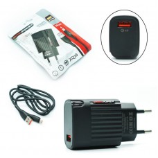 Зарядное сетевое сзу USB MRM XQ10 быстрое QC 3.0 + кабель micro черный