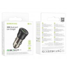 Зарядное автомобильное АЗУ Borofone BZ25 38W быстрое QC 3.0 + Type-C PD, черный
