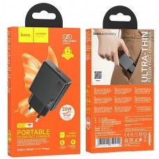 Зарядное сетевое сзу Type-C PD 20W Hoco N37 GaN быстрое черный