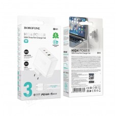 Зарядное сетевое сзу 2x Type-C PD + USB 100W Borofone BN11 быстрое белый